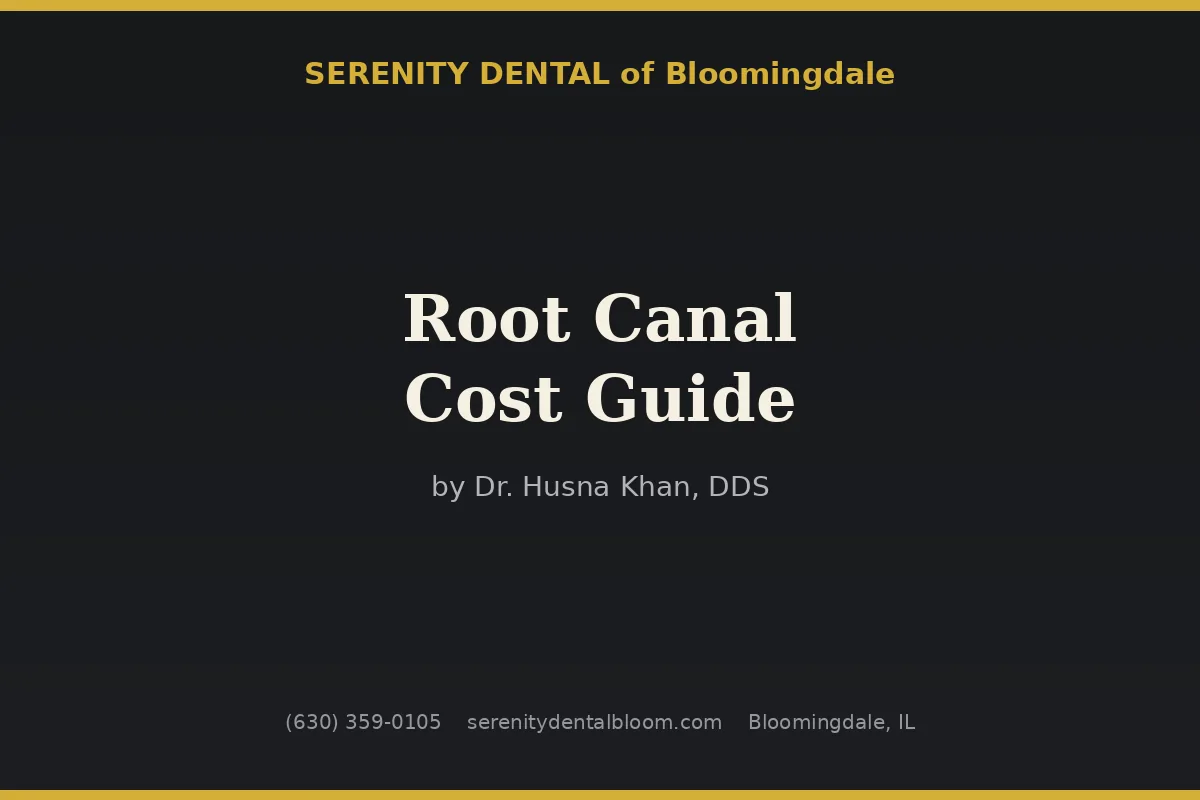 Root canal cost consultation at Serenity Dental of Bloomingdale -- Dr. Husna Khan reviews itemized treatment estimate covering endodontic therapy and crown placement