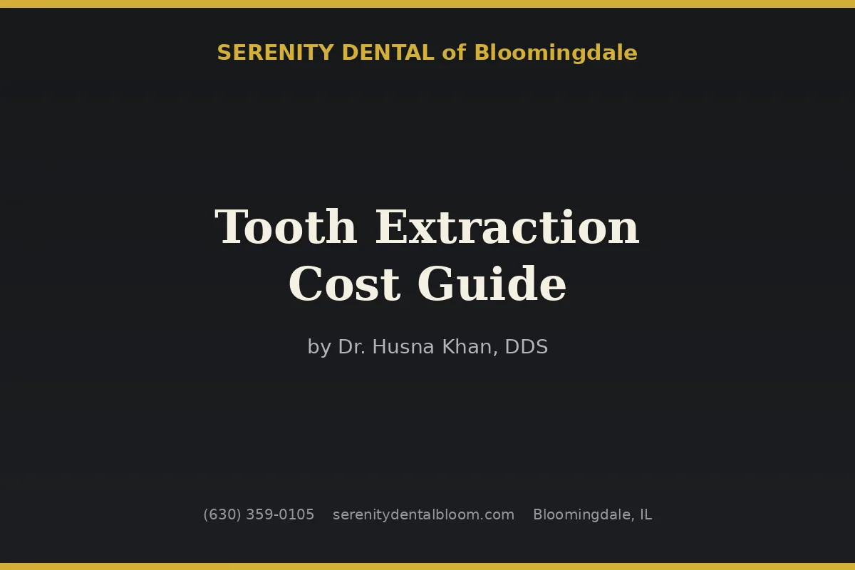 Tooth extraction cost consultation at Serenity Dental of Bloomingdale -- Dr. Husna Khan reviews itemized treatment estimate covering simple extraction, surgical extraction, and socket preservation options